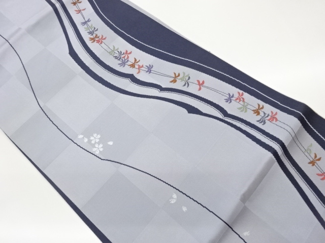 JAPANESE NAGOYA OBI / WOVEN ABSTRACT WAVY STRIPE